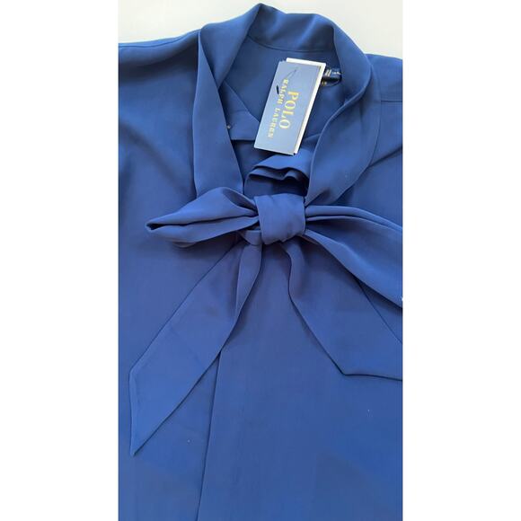 Polo Ralph Lauren Women's Tie Neck Long Sleeve Shirtdress Blue Size 8 $298 NWT - Picture 7 of 16
